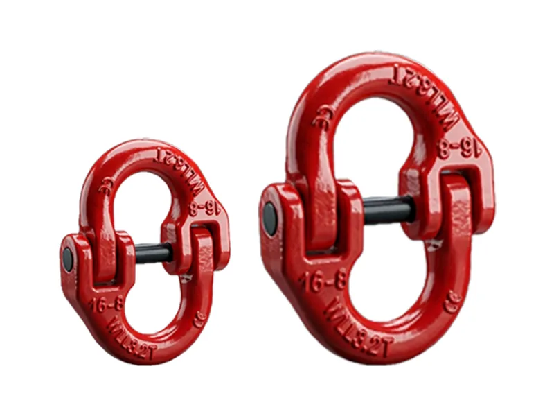 Red G80 connecting links with visible product markings